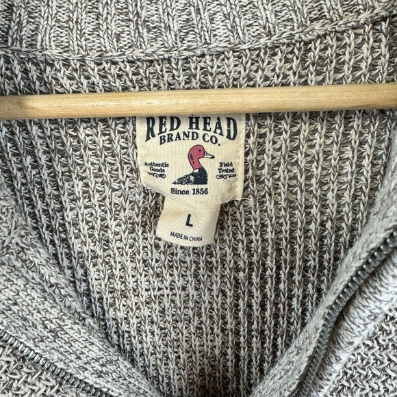 Red Head Men's Knit Heavyweight 1/4 Zip Sweater Brown Size L - Picture 2 of 10